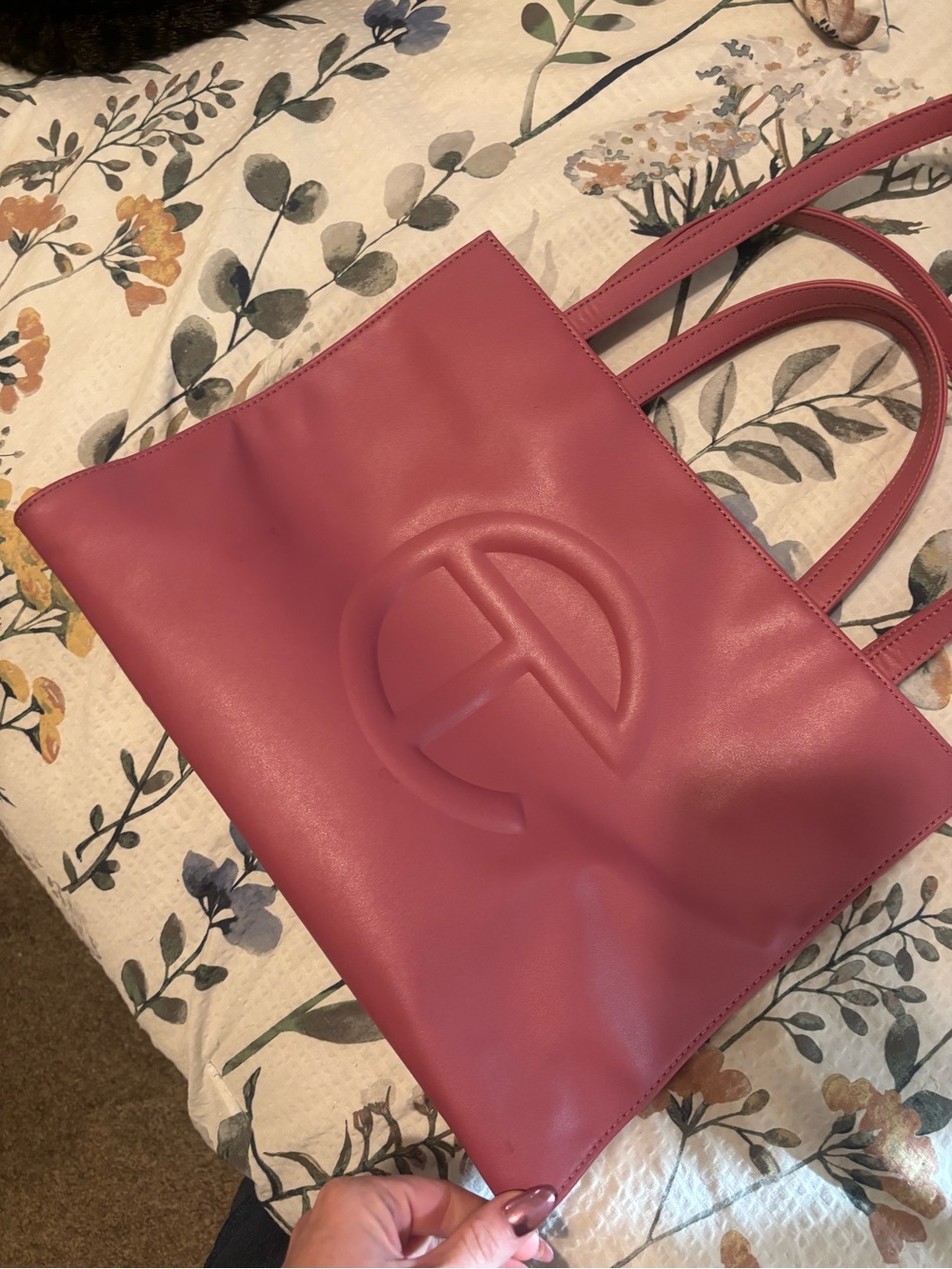 Telfar Pink Leather Shopping Tote